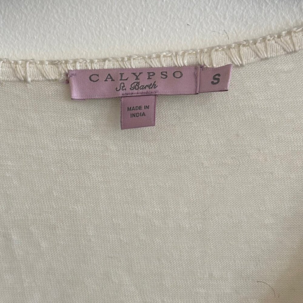 Calypso St. Barth Linen Tunic Boho Crochet Fringe | Small - Picture 4 of 6